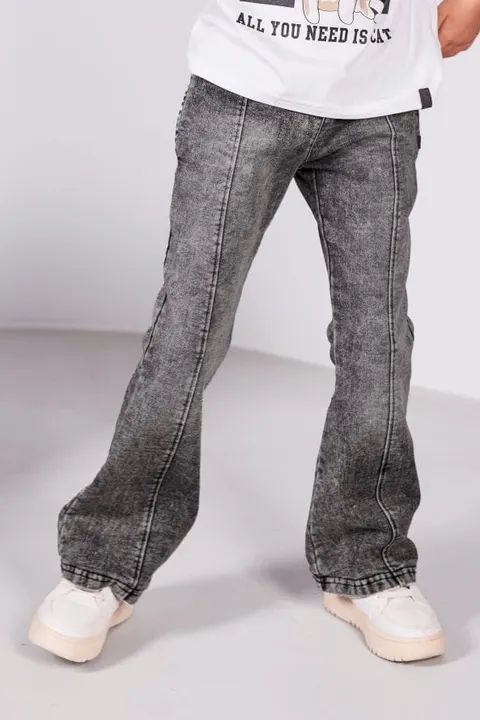 Spodnie dzwony JEANS grafitowe