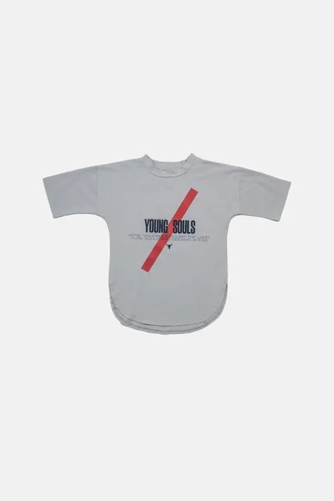 Koszulka 005A LONG TEE GRAY (RED STRIPE)