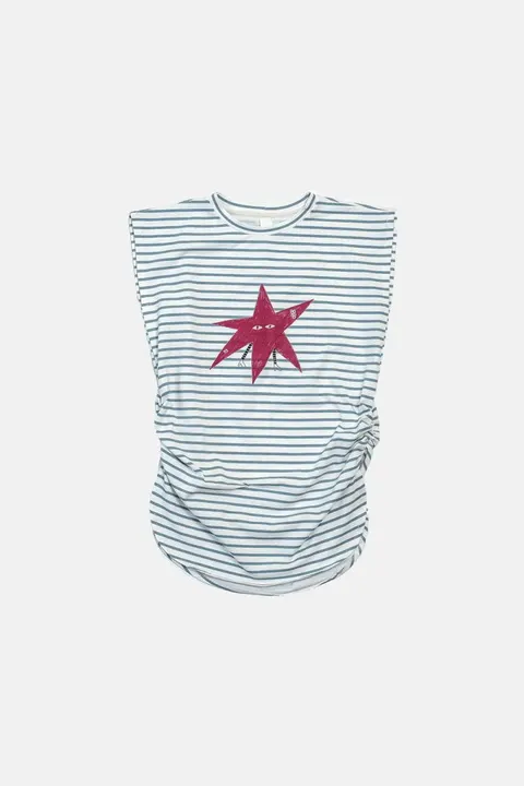 Sukienka 401 STRIPED SHORT DRESS ecru/blue (RED STAR)