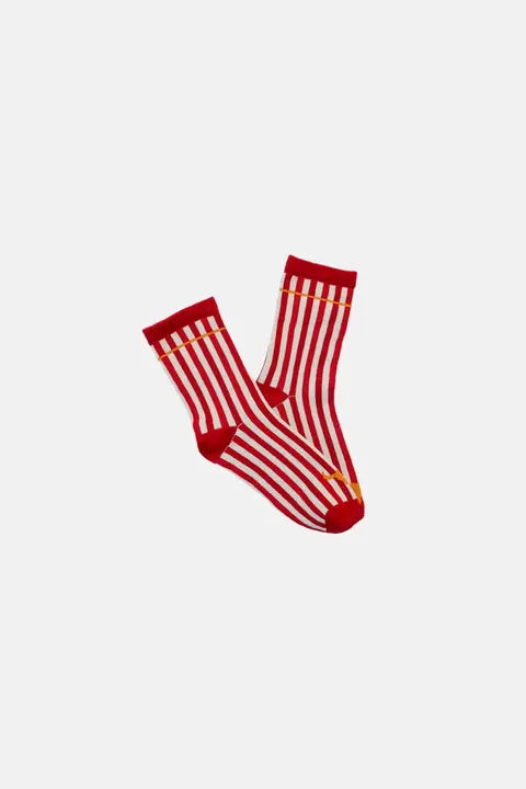 Skarpetki 602 SOCKS RED STRIPED red, mustard, ecru