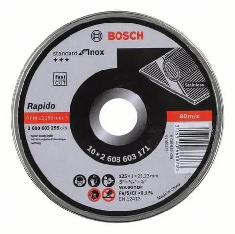 BOSCH TARCZA TNĄCA PROSTA STANDARD FOR INOX RAPIDO 125x22.23MM 2608603255