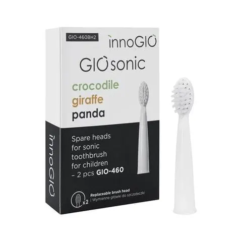 Wymienne główki 2 szt. do szczoteczek GIOsonic Panda Crocodile Giraffe GIO-460BH2 | InnoGIO