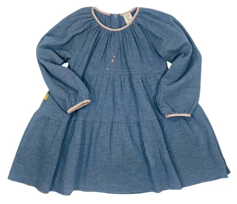 Sukienka 202-24 MUSLIN DRESS ASTROLOGICAL STAR / NAVY - GOTS