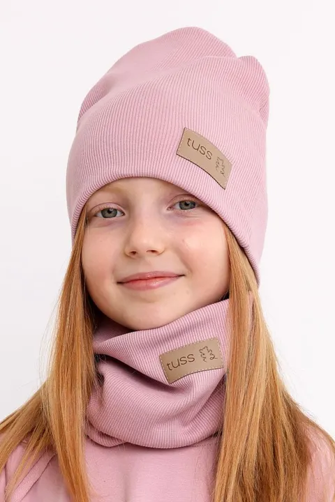 Czapka z kominem PINK prążek