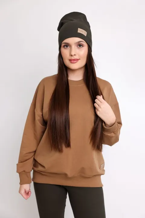Czapka damska prążkowana women beanie RIB khaki