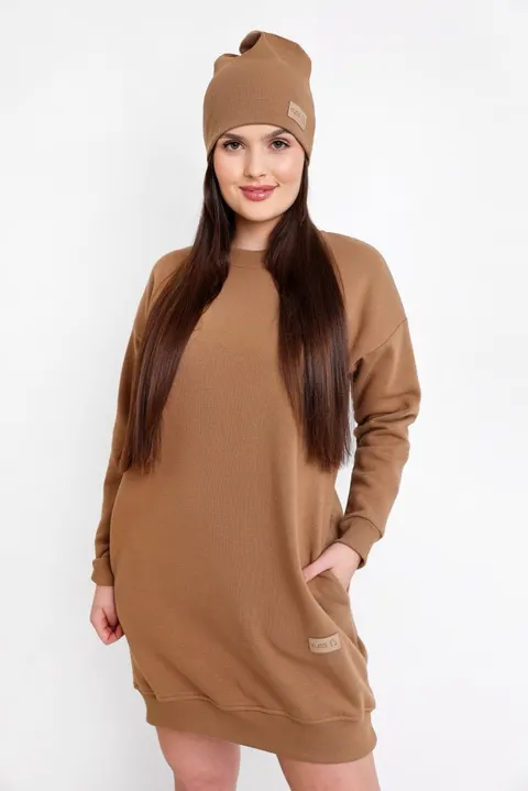 Czapka damska prążkowana women beanie RIB carmel
