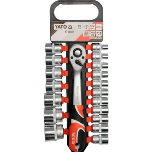 Komplet nasadek z grzechotką 1/2" 19 el. YATO YT-38681
