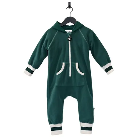 Kombinezon polarowy jednoczęściowy DARK GREEN / ECRU