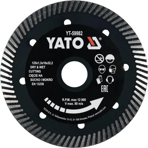 Tarcza diamentowa Turbo 125mm do cięcia gresu Yato