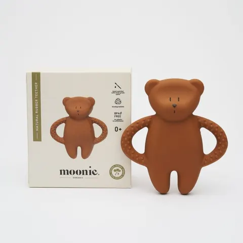 Gryzak z Naturalnego Kauczuku CARAMEL miś 0 m+ MOONIE