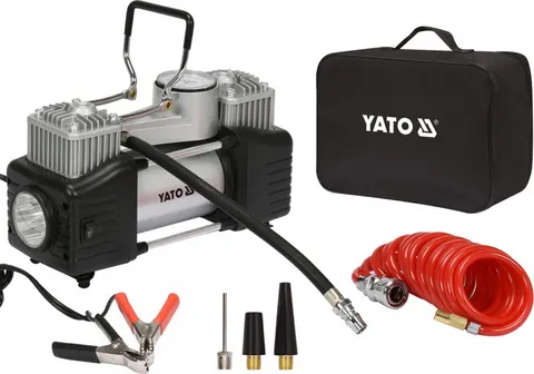 Kompresor samochodowy dwucylindrowy 250 W 10 bar z lampą LED Yato YT-73462 a1