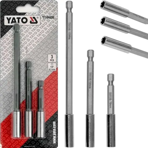 YATO ZESTAW UCHWYTÓW DO BITÓW 1/4" 3SZT 75 100 150MM YT-04699