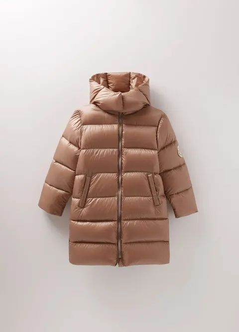 Kurtka puchowa - długi płaszczyk NEW Down Coat GOLDEN BEIGE