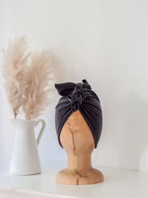 Turban VELVET ciepły DARK GREY