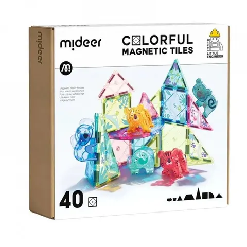 Klocki magnetyczne – Zwierzęta 40 el. 3 lata+ mideer CT6399