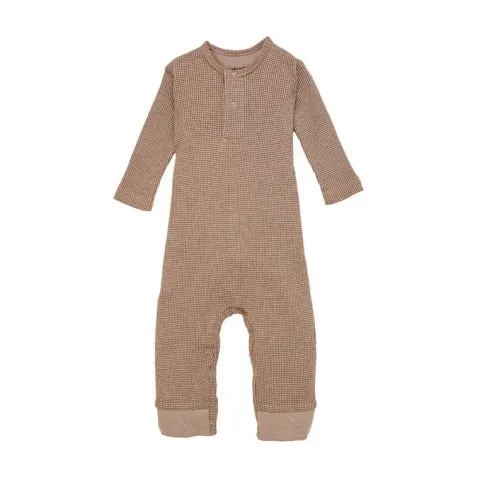 Pajacyk piżamka niemowlęca bawełniana brązowa Ciumbelle Beige | Lodger