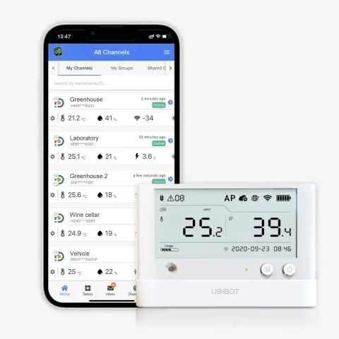 UbiBot WS1 Pro WiFi – czujnik temperatury i wilgotności z wyświetlaczem i alarmami SMS