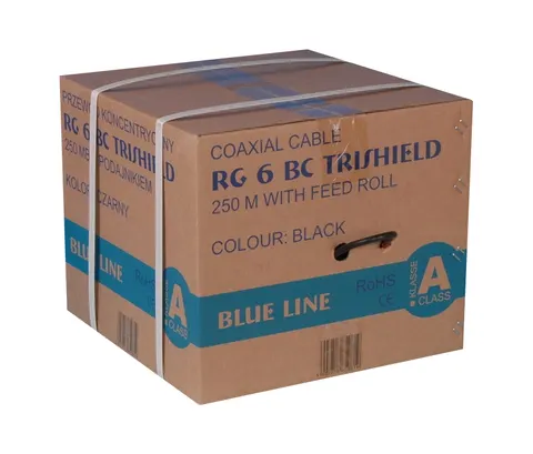 Kabel antenowy RG6 TRISHIELD PCV ( karton 250m ) - Czarny