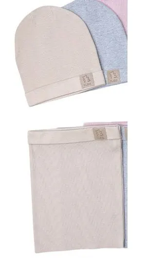 Czapka z kominem BEIGE prążek