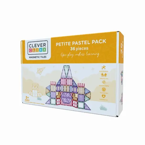 Klocki magnetyczne 36 el. Petite Pastel Pack 3 lata+ Cleverclixx CC-1009