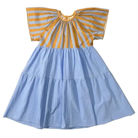 Sukienka 008-25 FREEDOM DRESS - BLUE & OCHRE STRIPES