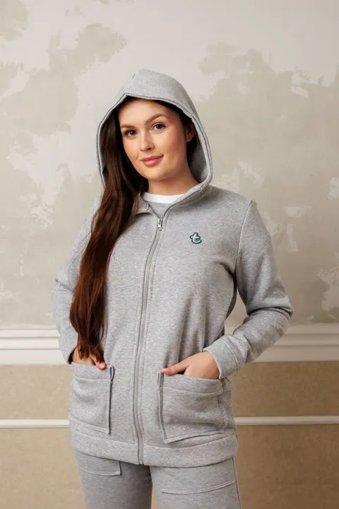 Bluza damska ZIP szary melanż