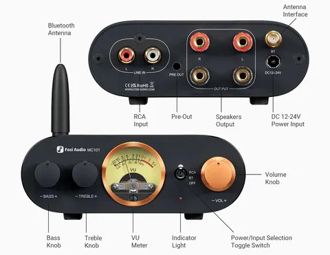 Fosi Audio MC101 wzmacniacz stereo z Bluetooth 5.3