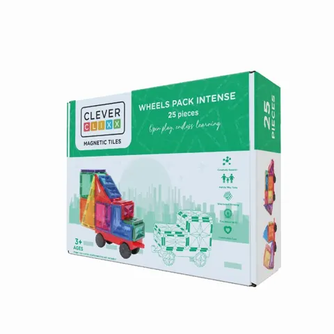 Klocki magnetyczne 25 el. Wheels Pack Intense 3 lata+ Cleverclixx CC-1010