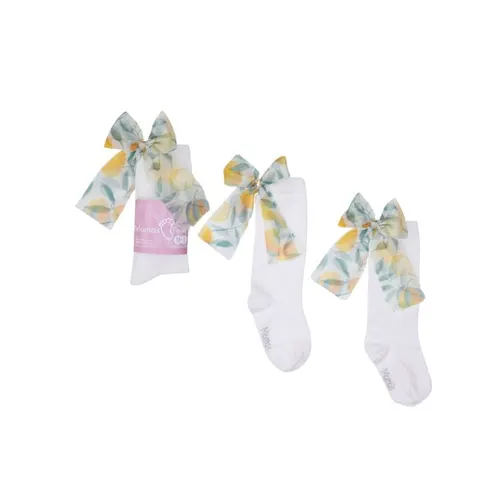 Podkolanówki Candy Bow BIAŁE z cytrynką