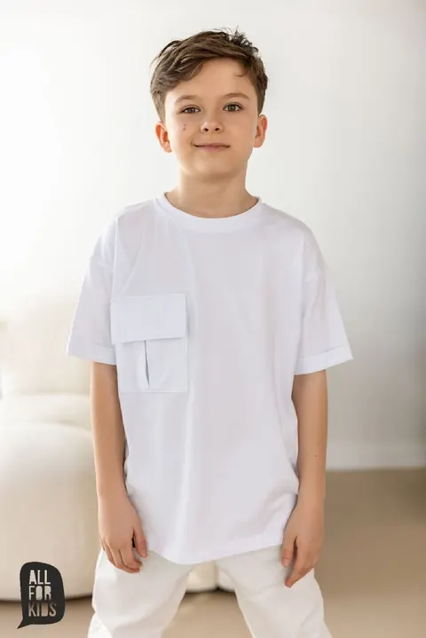 T-Shirt z kieszonką BIAŁY