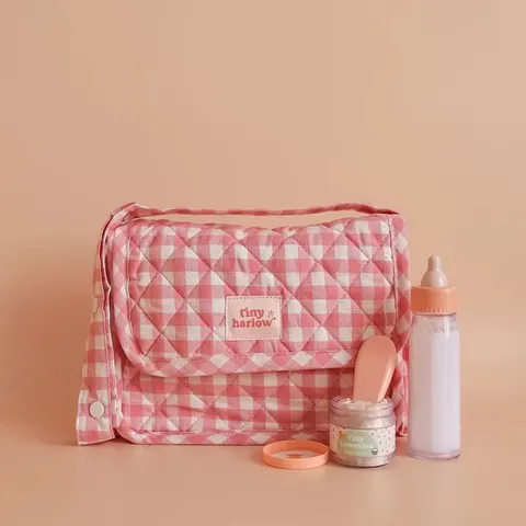 Torba z akcesoriami dla lalek Pink Gingham 3 lata+ Tiny Harlow