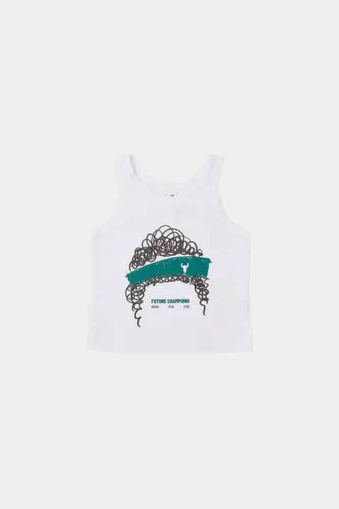 Koszulka 003 HAIR TOP WHITE zielona opaska