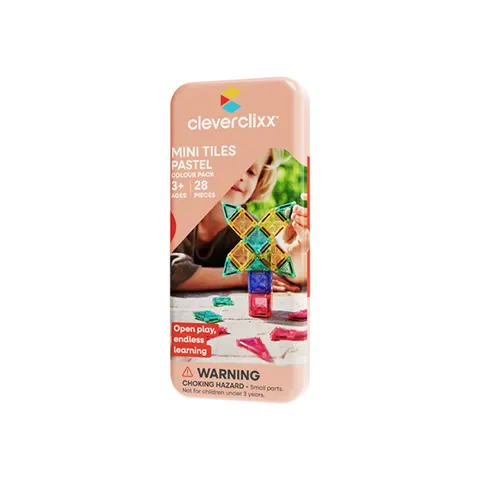 Cleverclixx - Klocki magnetyczne Mini Tiles Pack Pastel 28 el