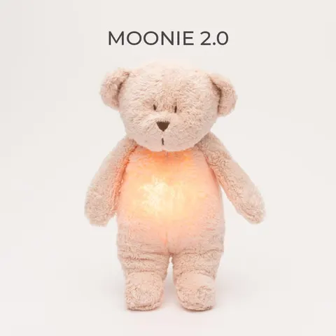 Szumiący Miś z lampką Różowy Moonie Organic 2.0 Rose 0 m+