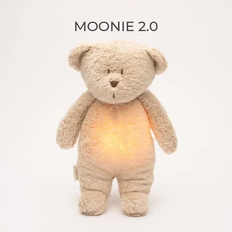 Szumiący Miś z lampką Piaskowy Moonie Organic 2.0 Sand 0 m+