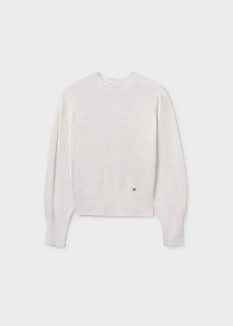 Sweter futerkowy dla dziewczynki Kremowy Mayoral 15-07308-041