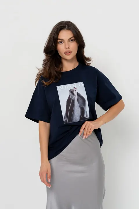 T-Shirt damski CHART granatowy Bopoco