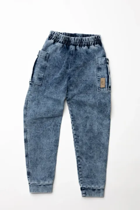 Spodnie JEANS CARGO blue Niebieskie TUSS