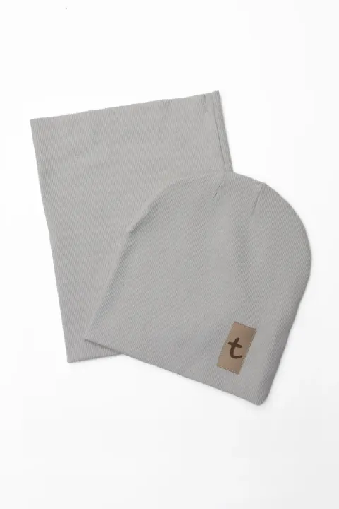 Zestaw Czapka z kominem PRĄŻEK light grey Jasnoszary TUSS