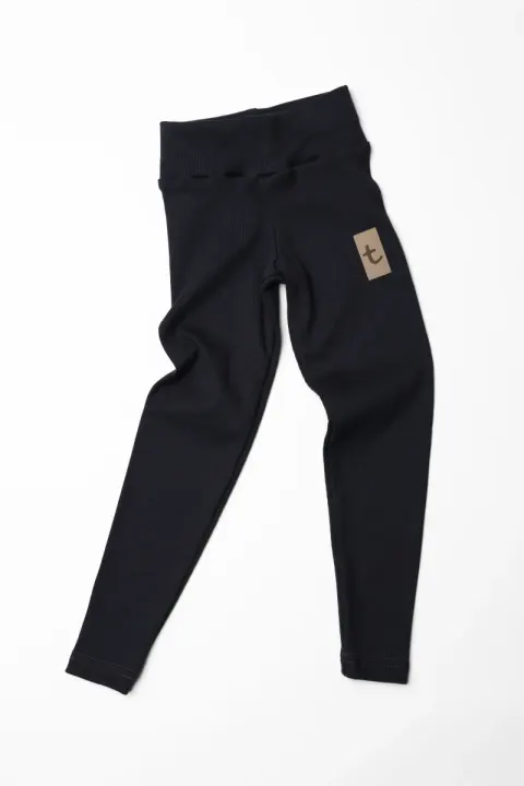 Legginsy prążkowane RIB black Czarne TUSS
