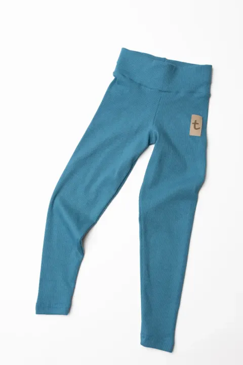 Legginsy prążkowane RIB blue Niebieskie TUSS
