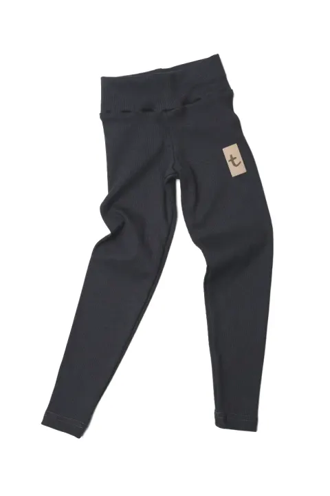 Legginsy prążkowane RIB dark Grafitowe TUSS