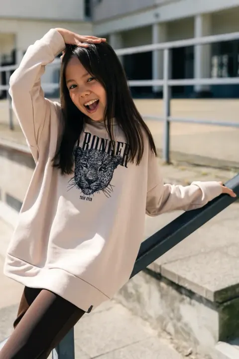 Beżowa bluza z kapturem STRONGER All For Kids