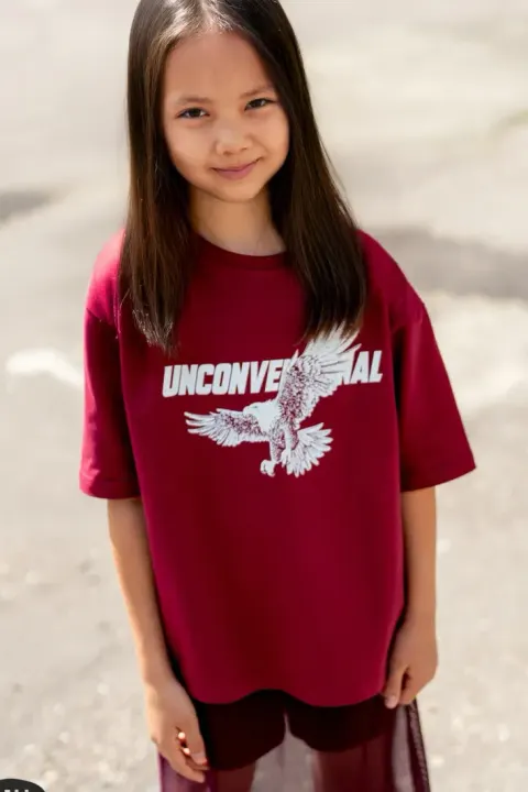 Bordowy t-shirt z orłem All For Kids
