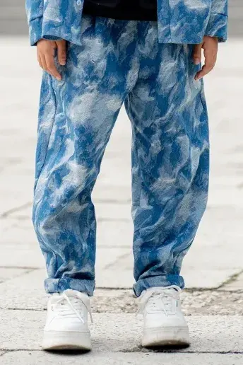 Spodnie BALLOON w niebieski wzór moro All For Kids