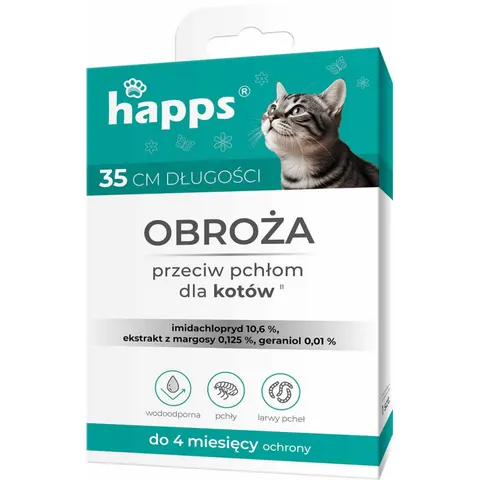 HAPPS Obroża dla kotów NA PCHŁY, 35 cm