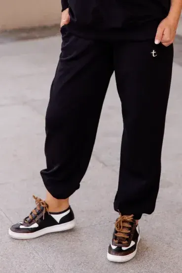 Spodnie damskie LOOSE Czarne Black TUSS