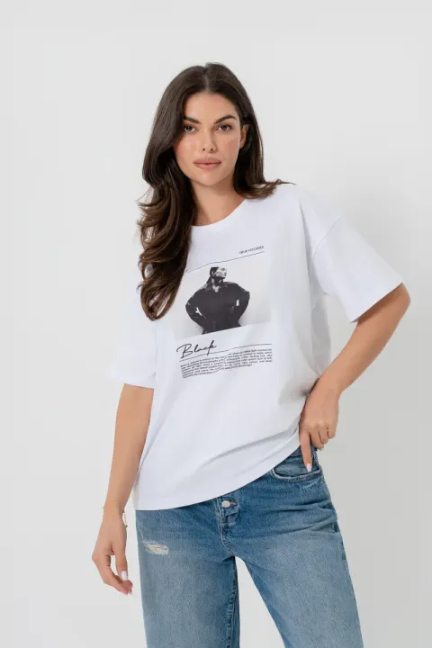 T-Shirt damski PORTRET biały Bopoco