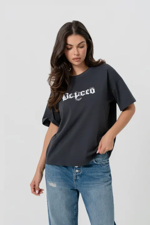 T-Shirt damski WĄŻ grafitowy Bopoco
