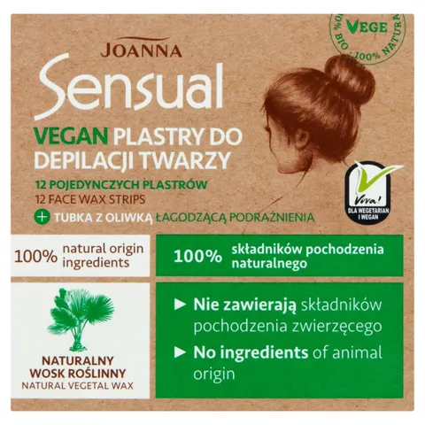 JOANNA SENSUAL Plastry do depilacji twarzy VEGAN, 12 szt